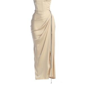 Elegant Champagne Satin Women's Skirt
